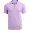 imageCOOFANDY Mens Zipper Polo Shirt Casual Knit Short Sleeve Polo T Shirt Classic Fit ShirtsLight Purple