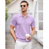 imageCOOFANDY Mens Zipper Polo Shirt Casual Knit Short Sleeve Polo T Shirt Classic Fit ShirtsLight Purple