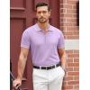imageCOOFANDY Mens Zipper Polo Shirt Casual Knit Short Sleeve Polo T Shirt Classic Fit ShirtsLight Purple