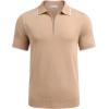 imageCOOFANDY Mens Zipper Polo Shirt Casual Knit Short Sleeve Polo T Shirt Classic Fit ShirtsLight Tan