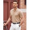 imageCOOFANDY Mens Zipper Polo Shirt Casual Knit Short Sleeve Polo T Shirt Classic Fit ShirtsLight Tan