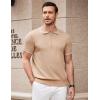 imageCOOFANDY Mens Zipper Polo Shirt Casual Knit Short Sleeve Polo T Shirt Classic Fit ShirtsLight Tan