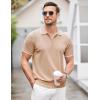 imageCOOFANDY Mens Zipper Polo Shirt Casual Knit Short Sleeve Polo T Shirt Classic Fit ShirtsLight Tan