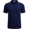 imageCOOFANDY Mens Zipper Polo Shirt Casual Knit Short Sleeve Polo T Shirt Classic Fit ShirtsNavy Blue
