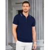 imageCOOFANDY Mens Zipper Polo Shirt Casual Knit Short Sleeve Polo T Shirt Classic Fit ShirtsNavy Blue