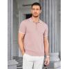 imageCOOFANDY Mens Zipper Polo Shirt Casual Knit Short Sleeve Polo T Shirt Classic Fit ShirtsPink