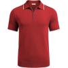imageCOOFANDY Mens Zipper Polo Shirt Casual Knit Short Sleeve Polo T Shirt Classic Fit ShirtsRed