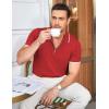 imageCOOFANDY Mens Zipper Polo Shirt Casual Knit Short Sleeve Polo T Shirt Classic Fit ShirtsRed