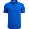 imageCOOFANDY Mens Zipper Polo Shirt Casual Knit Short Sleeve Polo T Shirt Classic Fit ShirtsRoyal Blue