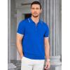 imageCOOFANDY Mens Zipper Polo Shirt Casual Knit Short Sleeve Polo T Shirt Classic Fit ShirtsRoyal Blue