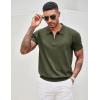 imageCOOFANDY Mens Zipper Polo Shirt Casual Knit Short Sleeve Polo T Shirt Classic Fit ShirtsSolid Army Green