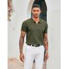 imageCOOFANDY Mens Zipper Polo Shirt Casual Knit Short Sleeve Polo T Shirt Classic Fit ShirtsSolid Army Green