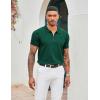 imageCOOFANDY Mens Zipper Polo Shirt Casual Knit Short Sleeve Polo T Shirt Classic Fit ShirtsSolid Green
