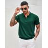 imageCOOFANDY Mens Zipper Polo Shirt Casual Knit Short Sleeve Polo T Shirt Classic Fit ShirtsSolid Green