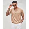 imageCOOFANDY Mens Zipper Polo Shirt Casual Knit Short Sleeve Polo T Shirt Classic Fit ShirtsSolid Light Tan