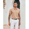 imageCOOFANDY Mens Zipper Polo Shirt Casual Knit Short Sleeve Polo T Shirt Classic Fit ShirtsSolid Light Tan