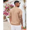 imageCOOFANDY Mens Zipper Polo Shirt Casual Knit Short Sleeve Polo T Shirt Classic Fit ShirtsSolid Light Tan