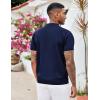 imageCOOFANDY Mens Zipper Polo Shirt Casual Knit Short Sleeve Polo T Shirt Classic Fit ShirtsSolid Navy Blue