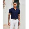 imageCOOFANDY Mens Zipper Polo Shirt Casual Knit Short Sleeve Polo T Shirt Classic Fit ShirtsSolid Navy Blue