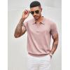 imageCOOFANDY Mens Zipper Polo Shirt Casual Knit Short Sleeve Polo T Shirt Classic Fit ShirtsSolid Pink
