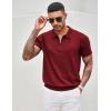 imageCOOFANDY Mens Zipper Polo Shirt Casual Knit Short Sleeve Polo T Shirt Classic Fit ShirtsSolid Wine Red