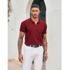 imageCOOFANDY Mens Zipper Polo Shirt Casual Knit Short Sleeve Polo T Shirt Classic Fit ShirtsSolid Wine Red