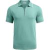 imageCOOFANDY Mens Zipper Polo Shirt Casual Knit Short Sleeve Polo T Shirt Classic Fit ShirtsTurquoise