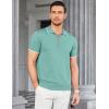 imageCOOFANDY Mens Zipper Polo Shirt Casual Knit Short Sleeve Polo T Shirt Classic Fit ShirtsTurquoise