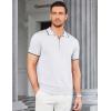 imageCOOFANDY Mens Zipper Polo Shirt Casual Knit Short Sleeve Polo T Shirt Classic Fit ShirtsWhite