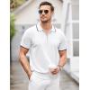 imageCOOFANDY Mens Zipper Polo Shirt Casual Knit Short Sleeve Polo T Shirt Classic Fit ShirtsWhite