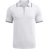 imageCOOFANDY Mens Zipper Polo Shirt Casual Knit Short Sleeve Polo T Shirt Classic Fit ShirtsWhite