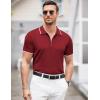 imageCOOFANDY Mens Zipper Polo Shirt Casual Knit Short Sleeve Polo T Shirt Classic Fit ShirtsWine Red