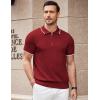 imageCOOFANDY Mens Zipper Polo Shirt Casual Knit Short Sleeve Polo T Shirt Classic Fit ShirtsWine Red
