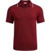 imageCOOFANDY Mens Zipper Polo Shirt Casual Knit Short Sleeve Polo T Shirt Classic Fit ShirtsWine Red