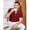 imageCOOFANDY Mens Zipper Polo Shirt Casual Knit Short Sleeve Polo T Shirt Classic Fit ShirtsWine Red