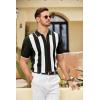 imageCOOFANDY Mens Zipper Polo Shirt Casual Knit Short Sleeve Polo T Shirt Classic Fit ShirtsZstripes  Black  White