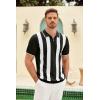 imageCOOFANDY Mens Zipper Polo Shirt Casual Knit Short Sleeve Polo T Shirt Classic Fit ShirtsZstripes  Black  White