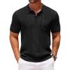 imageCOOFANDY Knit Polo Shirts for Men Short Sleeve Textured Polo Shirt Slim Fit Summer Collared T Shirt with PocketAblack