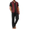 Black Patchwork Wine Red Shirt/Black Pants
