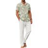 Green Floral Shirt/White Pants