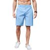 imageCOOFANDY Mens Casual Shorts Linen Flat Front Shorts Elastic Waist Summer Beach ShortsBlue