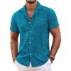 imageCOOFANDY Mens Hawaiian Shirt Short Sleeve Floral Button Down Shirts Tropical Summer Beach Shirts Camp Collar ShirtLake Greenleaf