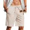 imageCOOFANDY Mens Linen Shorts Casual Beach Shorts 9 inch Inseam Elastic Waist Drawstring Summer ShortsLight Khaki