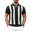 imageCOOFANDY Mens Zipper Polo Shirt Casual Knit Short Sleeve Polo T Shirt Classic Fit ShirtsZstripes  Black  White