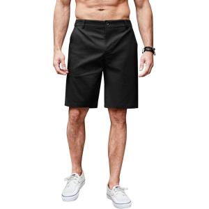 imageCOOFANDY Mens Casual Shorts Linen Flat Front Shorts Elastic Waist Summer Beach ShortsBlack