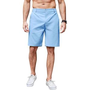 imageCOOFANDY Mens Casual Shorts Linen Flat Front Shorts Elastic Waist Summer Beach ShortsBlue