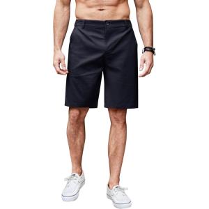 imageCOOFANDY Mens Casual Shorts Linen Flat Front Shorts Elastic Waist Summer Beach ShortsNavy Blue