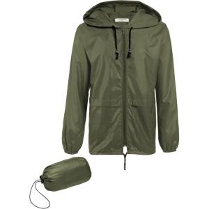 imageCOOFANDY Mens Packable Rain Jacket Lightweight Waterproof Raincoat with Hood Outdoor Rain Gear Travel Hiking CyclingArmy Green