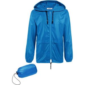 imageCOOFANDY Mens Packable Rain Jacket Lightweight Waterproof Raincoat with Hood Outdoor Rain Gear Travel Hiking CyclingBlue