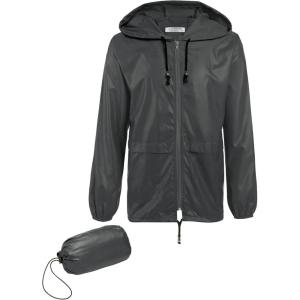 imageCOOFANDY Mens Packable Rain Jacket Lightweight Waterproof Raincoat with Hood Outdoor Rain Gear Travel Hiking CyclingDark Grey